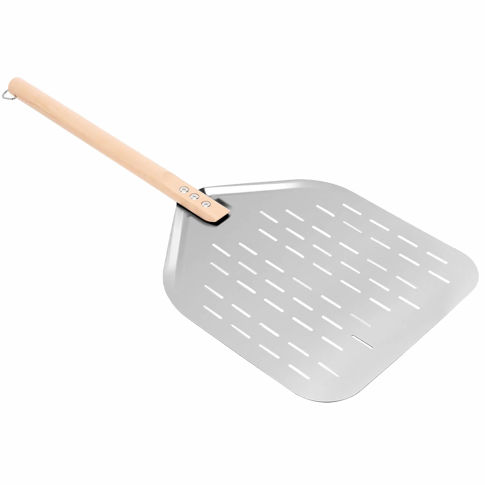 Łopatka do pizzy ze stali nierdzewnej, perforowana, 40 x 30 cm – profesjonalna łopatka do pizzy 12 cali ze zdejmowanym uchwytem do pieca do pizzy, grilla i pieczenia