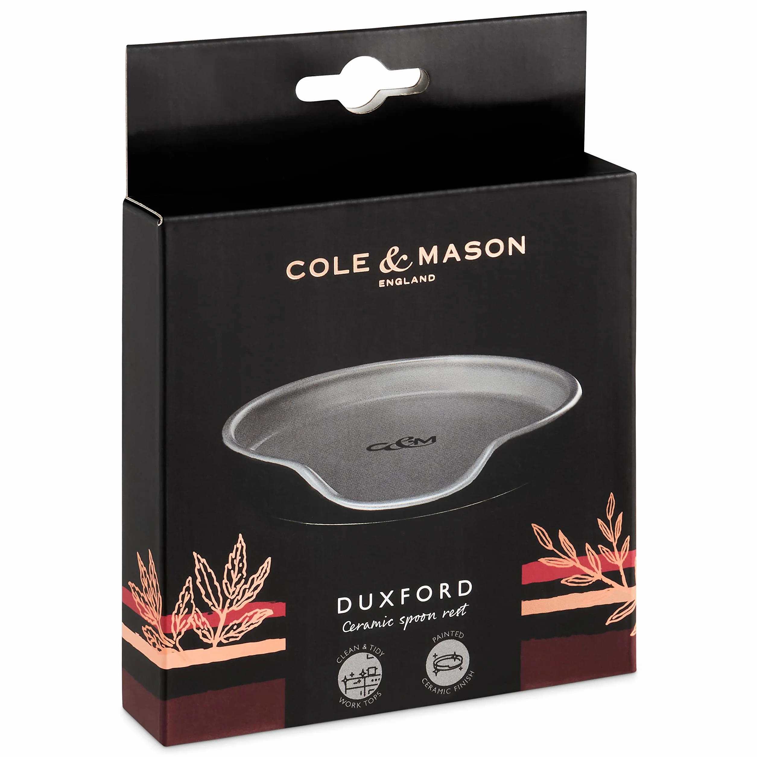 Cole & Mason H822141 Duxford czarny/szary stojak na łyżki, organizacja kuchni, uchwyt na przybory kuchenne/stojak na przybory kuchenne/drewniane/łyżeczki do herbaty, ceramiczne, (wys.) 20 mm x