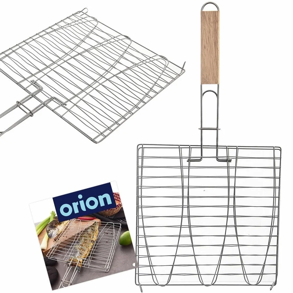orion group Ruszt do grillowania, ruszt do grillowania ryb, z metalu, 28 x 55,5 cm