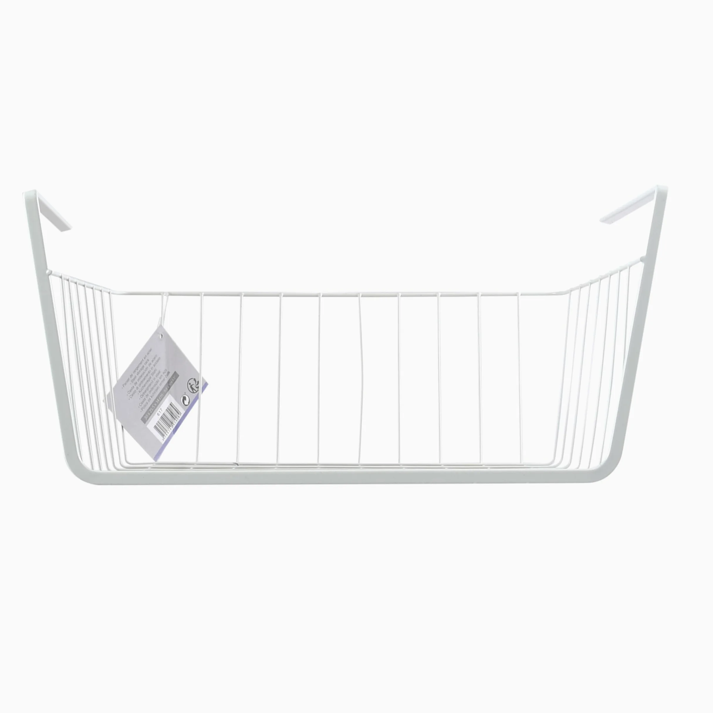 MSV Wiszący kosz z metalu – 30 x 25,5 x 14 cm – biały – kosz do przechowywania szafek kuchennych, szafek na ubrania, regałów, szafek podszafkowych