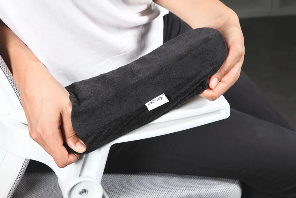 Aloudy Ergonomiczne poduszki podłokietników z pianki memory do krzeseł biurowych, wygodne pokrowce na podłokietniki do krzeseł gamingowych, odciążające łokcie i przedramiona (zestaw 2 szt.)
