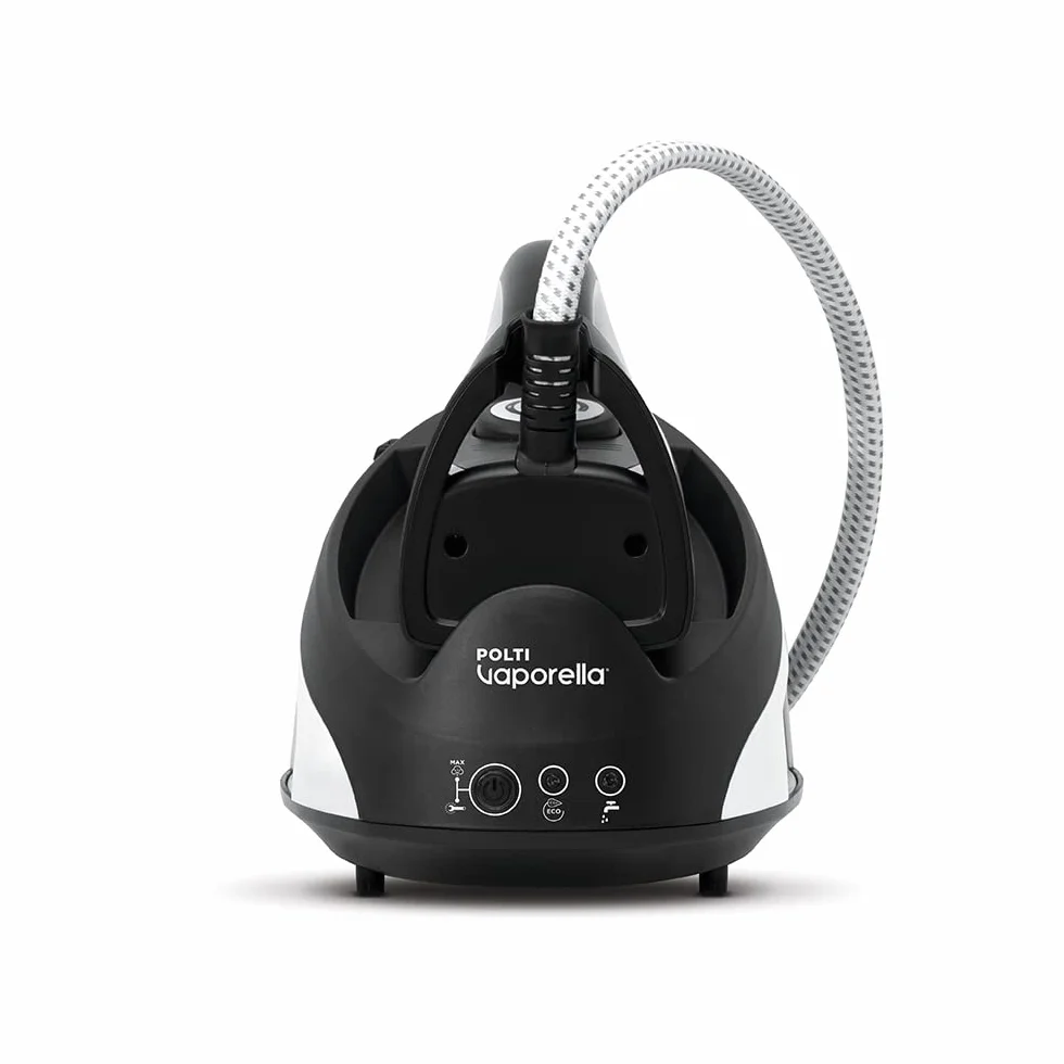 Polti Vaporella Simply VS20.20 Żelazko z generatorem pary z wymiennym zbiornikiem 1.5 l, maks. ciśnienie pompki 6,5 bara, Steam Boost 210 g/min, funkcja Eco, nagrzewanie w 2 minuty, biały/czarny