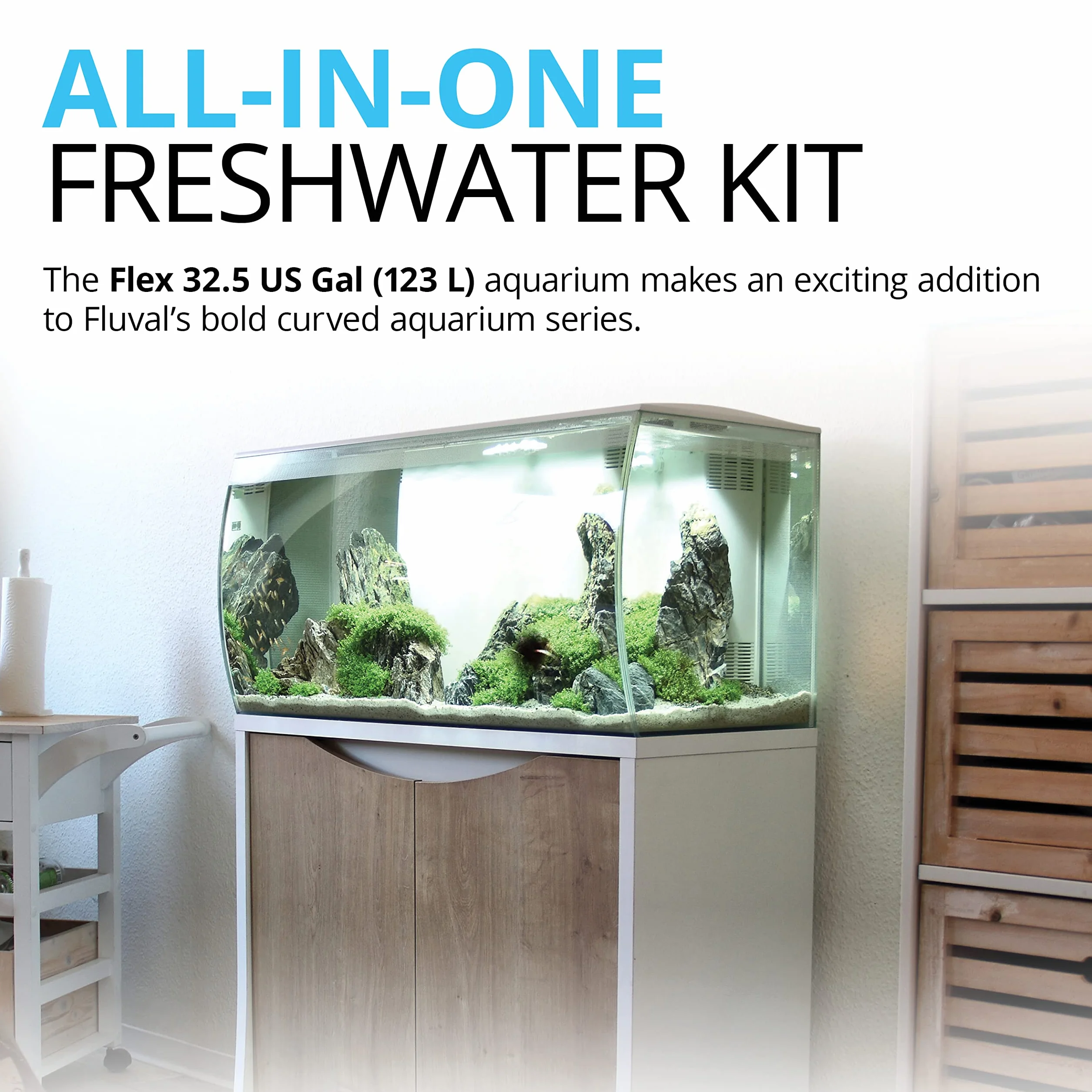Fluval Flex L Akwarium, Przezroczysty/Biały, 123L