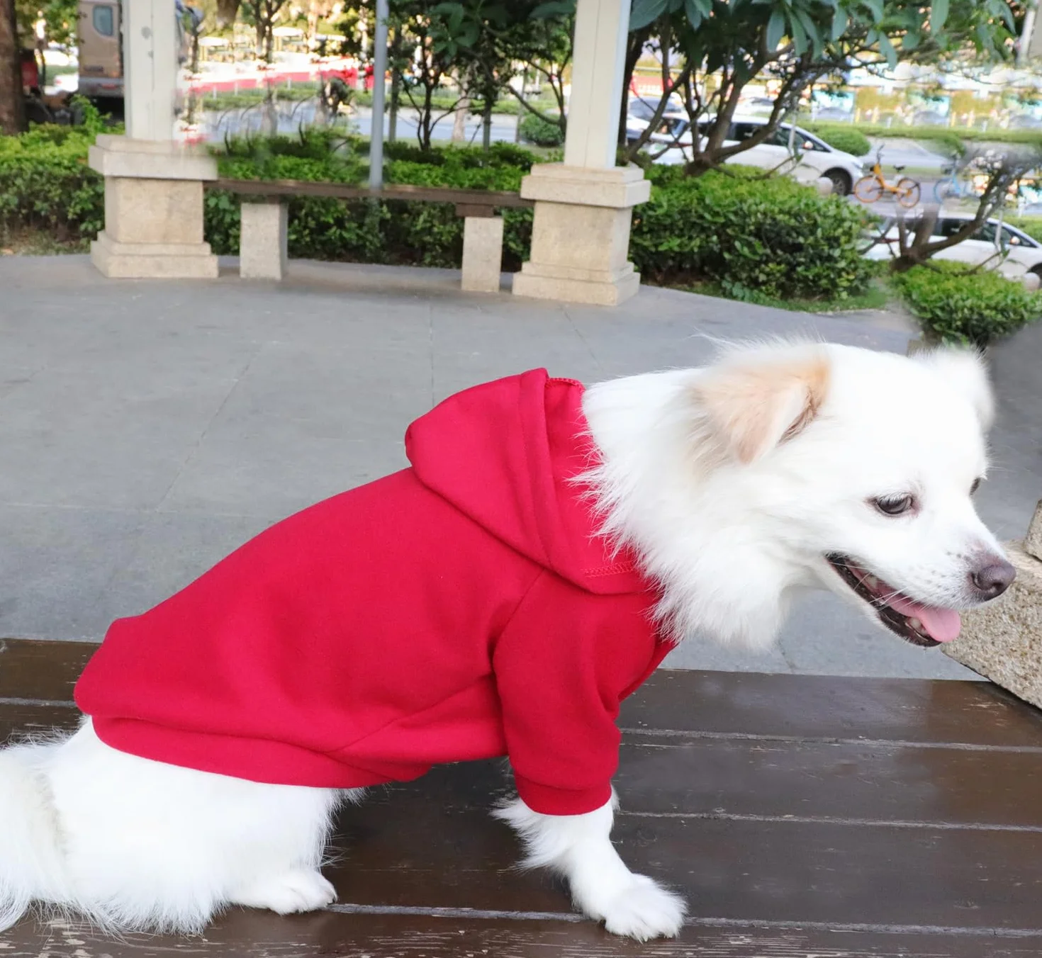 Bluza z kapturem dla psa sweter świąteczny chihuahua ciepła lekka miękka Czerwony XL