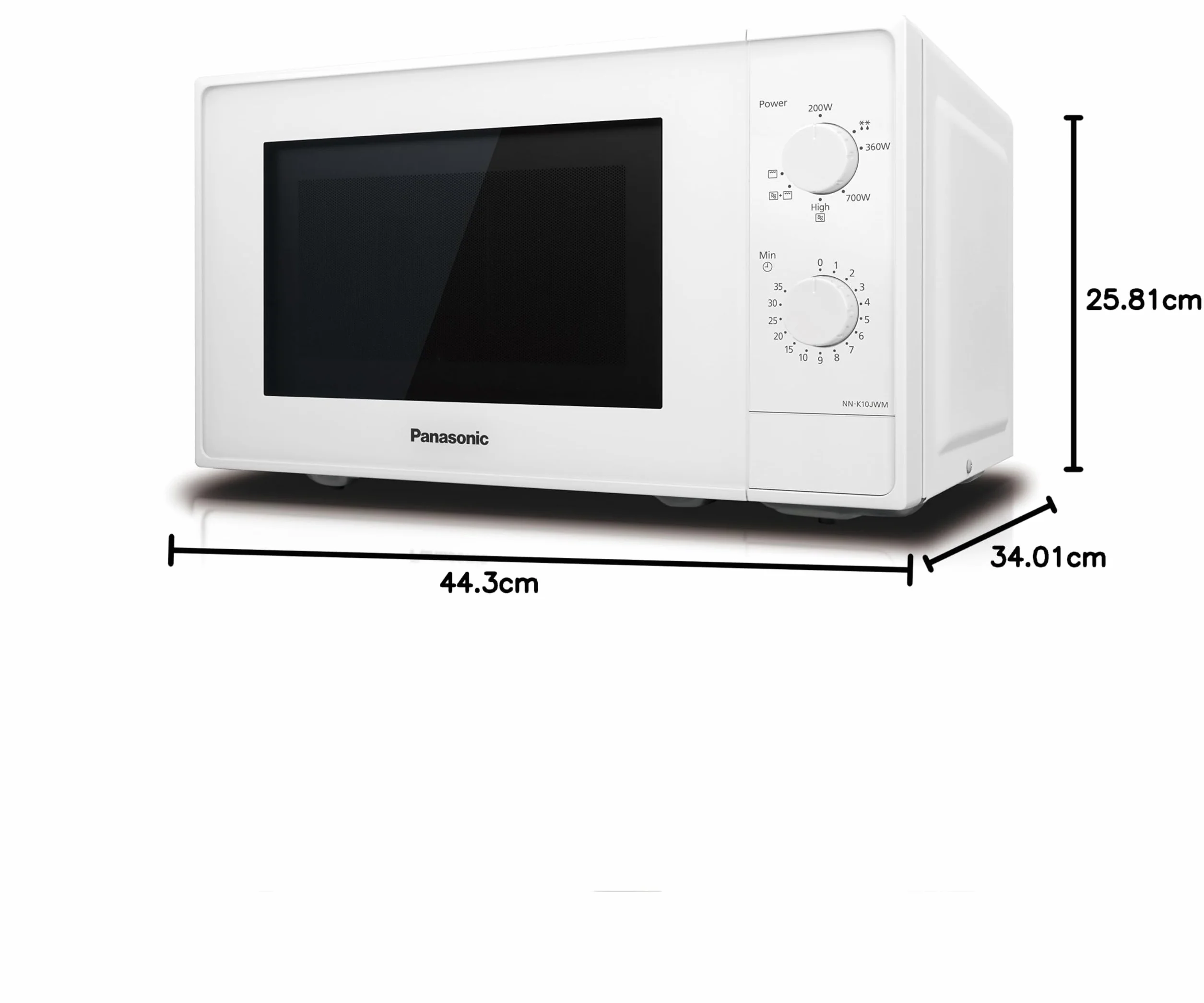 Panasonic NN-K10 kuchenka mikrofalowa z grillem (20l, 800W mocy mikrofal, 5 ustawień mocy, grill kwarcowy 1000W, ruszt okrągły, łatwa obsługa), biała