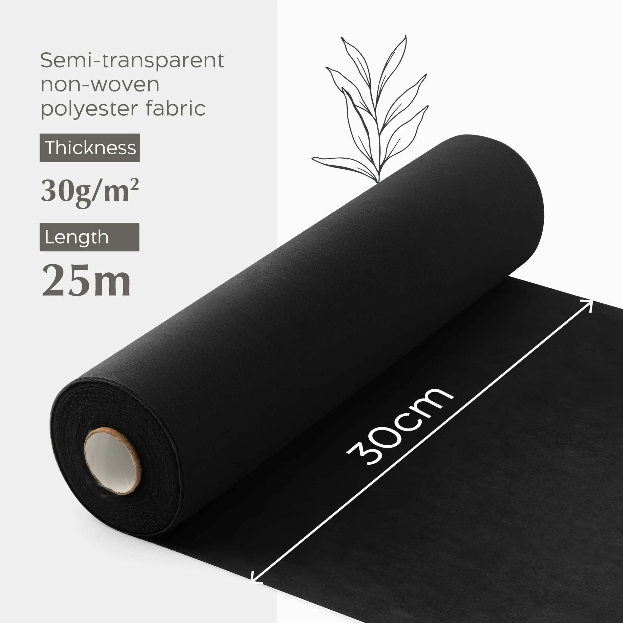 Twinzee Bieżnik Stołowy Czarny Flizelinowy 30cm x25m, Dekoracja Stołu Na Urodziny, Ślub, Komunię I Inne Specjalne Okazje
