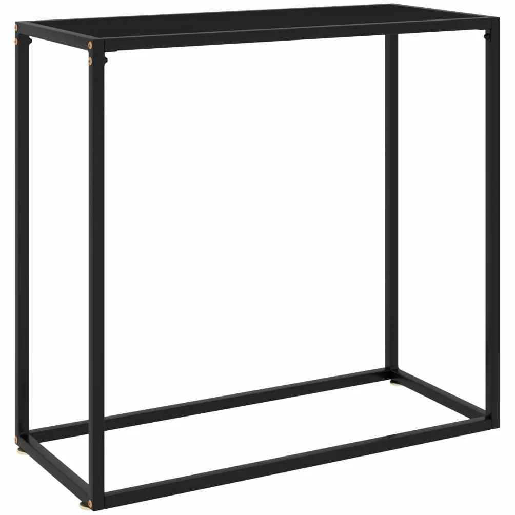 Générique Konsola stołowa czarna 80 x 35 x 75 cm szkło hartowane | Stal malowana proszkowo, wytrzymała i stabilna, łatwa do czyszczenia, stolik boczny do salonu