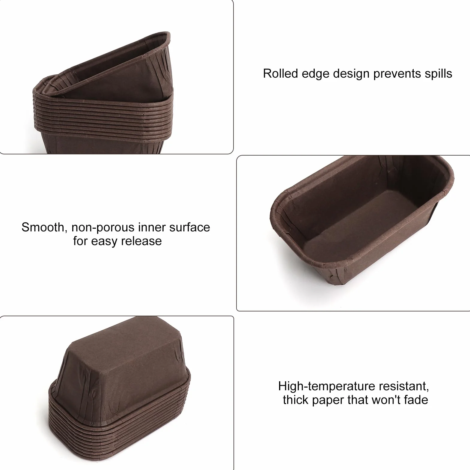 150 sztuk prostokątnych foremek do ciasta mini forma do ciast, biała, brązowa, khaki, 8 x 4 x 4 cm | Papierowa forma do pieczenia, papierowe foremki do muffinek, małe foremki do pieczenia babeczek, chleba, deserów