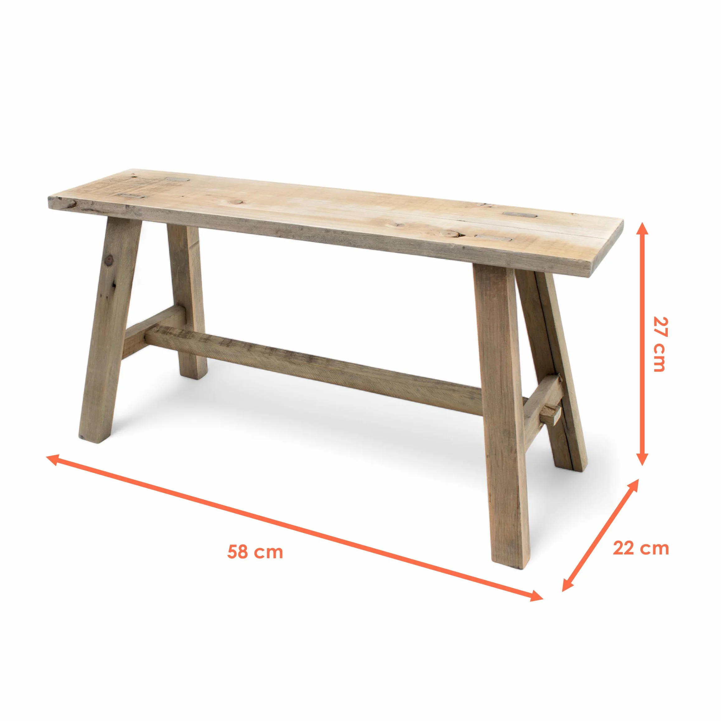 Spetebo Drewniana dekoracyjna ławeczka na kwiaty – 58 x 27 x 22 cm – drewniana ławka ogrodowa, stojak na rośliny, kwietnik