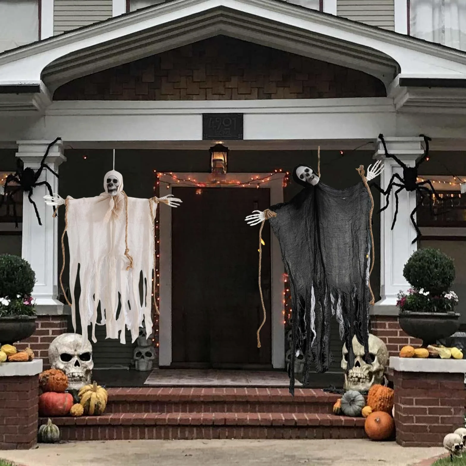 Dekoracje na Halloween: Szkielety i Duchy Wiszące, Horrorowe Żniwiarze z Peleryną Latającą, Ogród i Imprezy Halloween