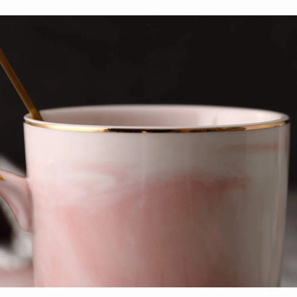 Kubek flamingowy kubek do kawy herbaty ceramiczny porcelanowy kubek z łyżką i pokrywką (flaming różowy, 400 ml)