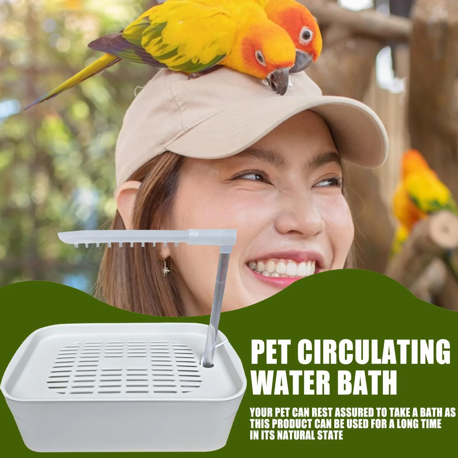 Parrot Bathtub, automatyczny shower dla zwierząt domowych, zasilana rurką do kąpieli z wejściem USB, klatka do kąpieli dla małych do średnich ras, łatwe i zabawne rozwiązanie do kąpieli, 12,99 x 8,66