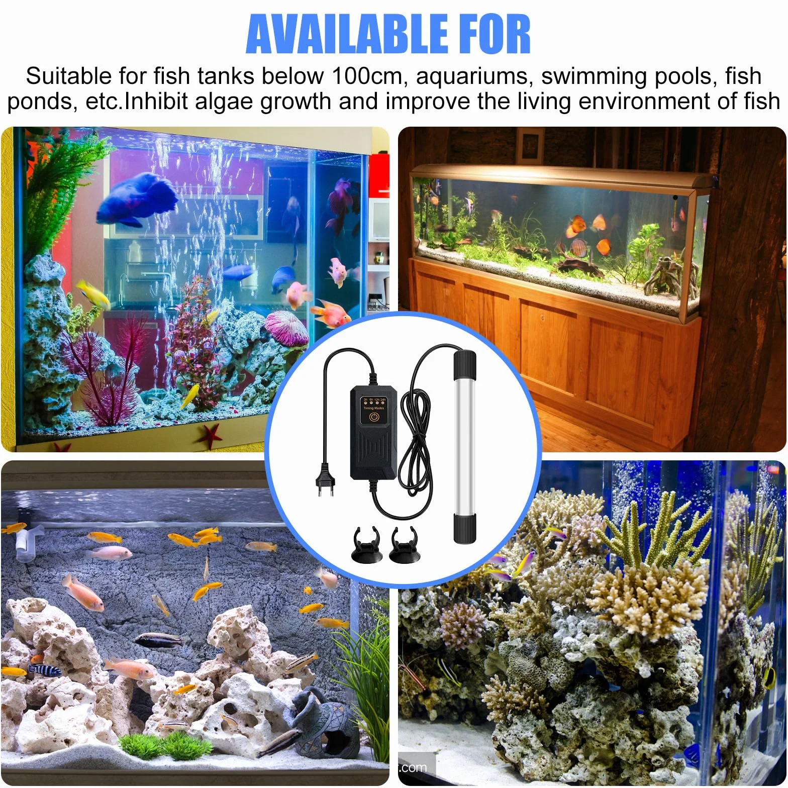 Akwarium sterylizator UV, sterylizator UV, akwarium z timerem, lampa do sterylizacji UV z przyssawką, lampa UV zabójcza bakterie, lampa UV, do czyszczenia akwarium, akwarium, akwarium, stawu (9 W)
