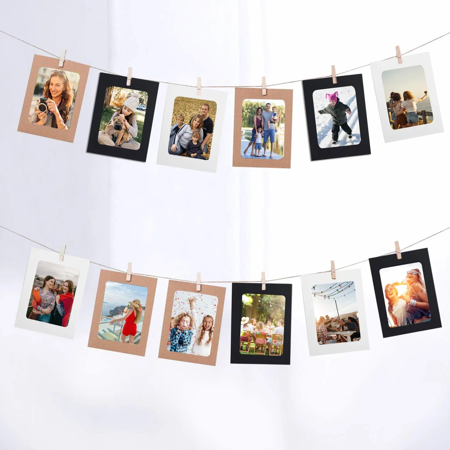 DIY papierowa ramka na zdjęcia z ramkami do zawieszania albumu z drewnianymi klipsami na ścianę z juty 30 sztuk dekoracja 3 kolory