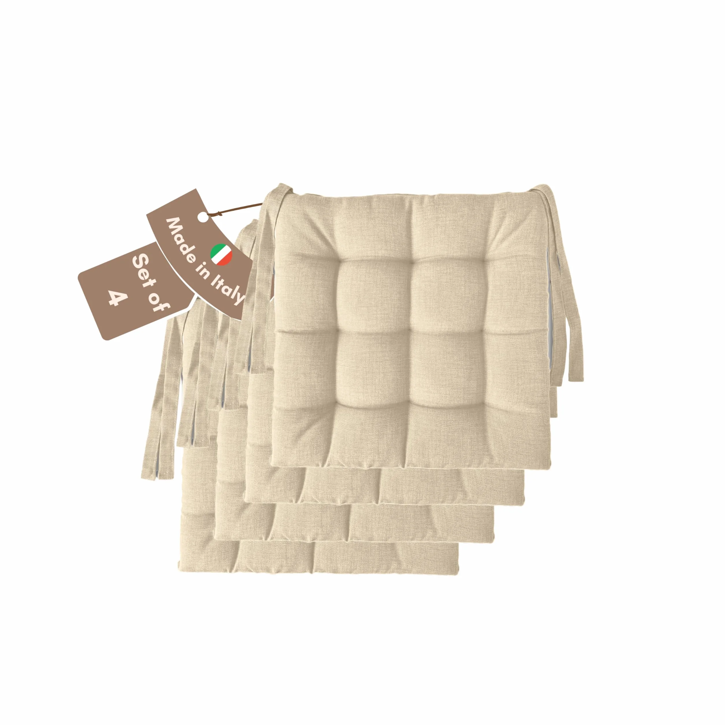 Zestaw 4 lub 6 poduszek na krzesła kuchenne, wyprodukowano we Włoszech - Poduszki na krzesła kuchenne 6 40 x 40 cm grubości 6 cm - poduszki z gąbki i miękkiego akrylu (4, kość