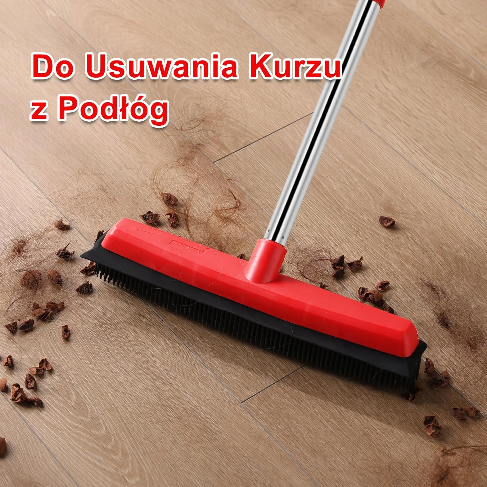 Mitclear Gumowa Szczotka do Dywanów z Długą Rączką (154cm),Szczotka do Podłóg Wewnętrznych z Wbudowaną Ściągaczką(34cm), Usuwanie Sierści Kota i Psa z Dywanu Podłogowego, Miękka Miotła do Wnętrz