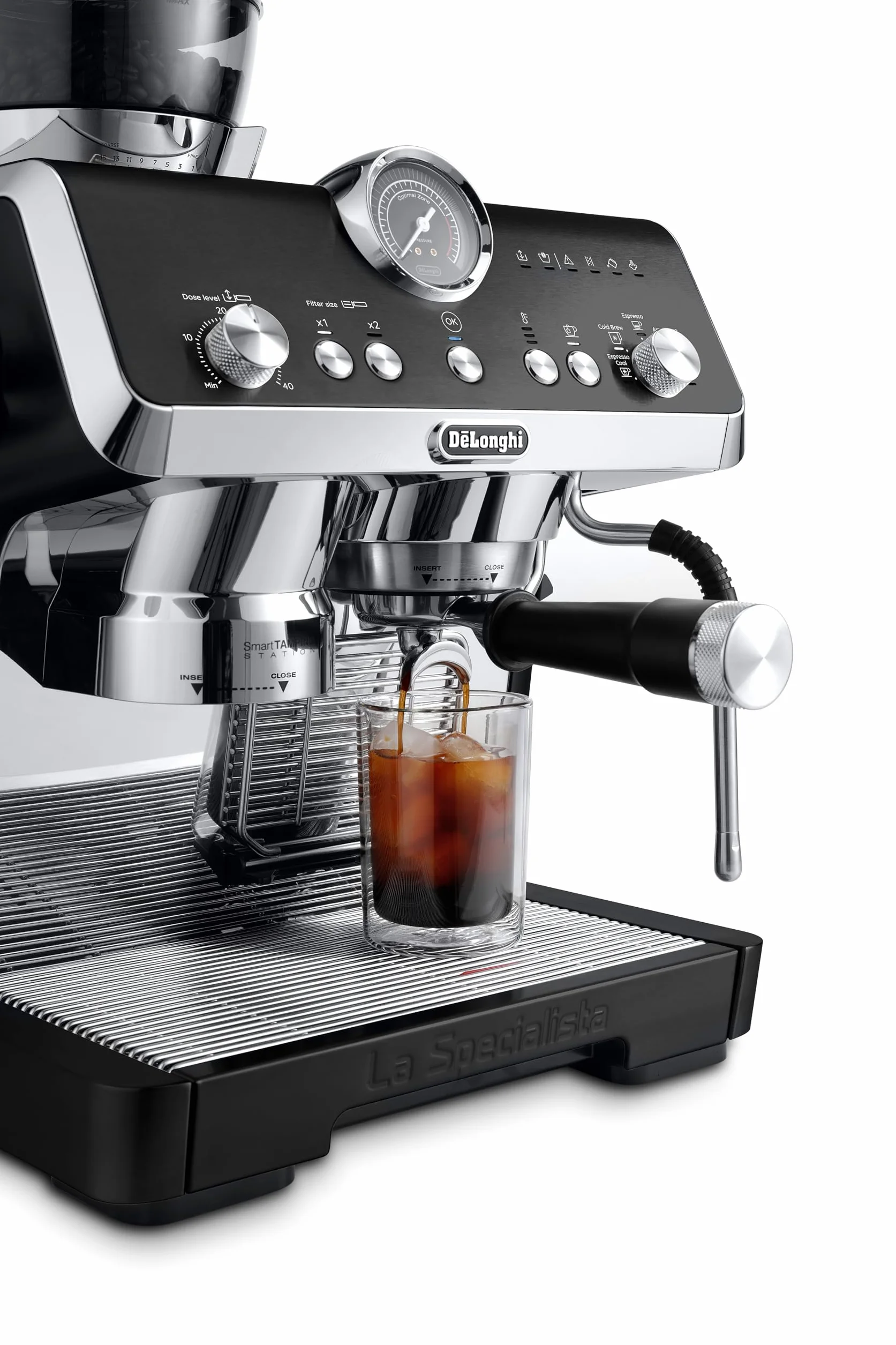 De'Longhi La Specialista Opera EC9555.BK ekspres do kawy espresso z Cold Brew i Espresso Cool, profesjonalny spieniacz do mleka, technologia mielenia czujników, w zestawie zestaw baristy, 1550 W,