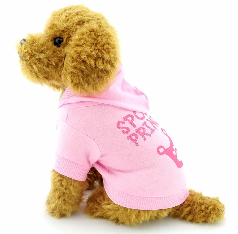 SMALLLEE_LUCKY_STORE Mały pies zepsuta bluza z kapturem chihuahua ubrania dla dziewcząt korona szczeniak koszulka dla kota Yorkshire zabawka pudel różowy S