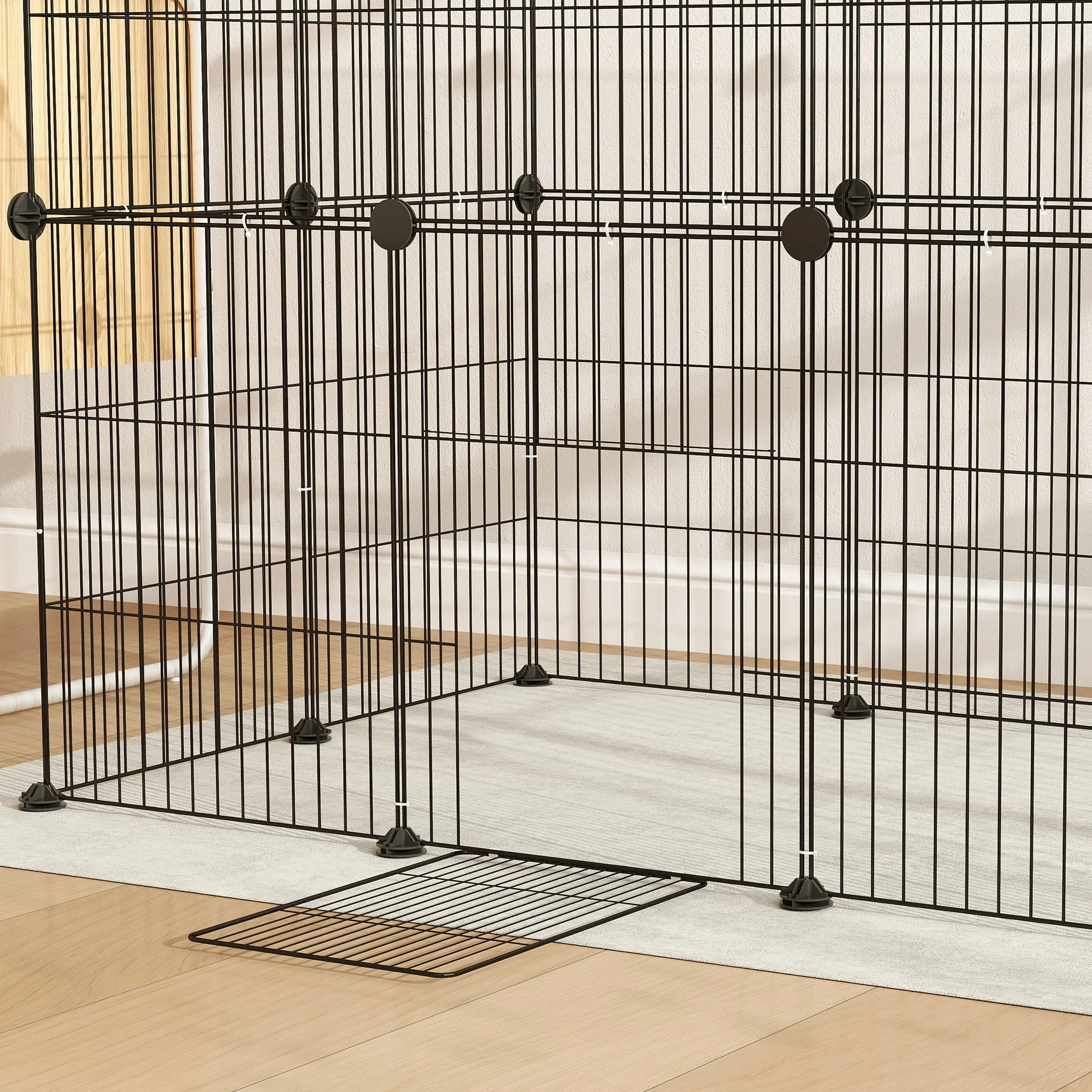 PawHut Obudowa dla zwierząt 24 panele stalowa kratka 120 x 60 x 80 cm czarna