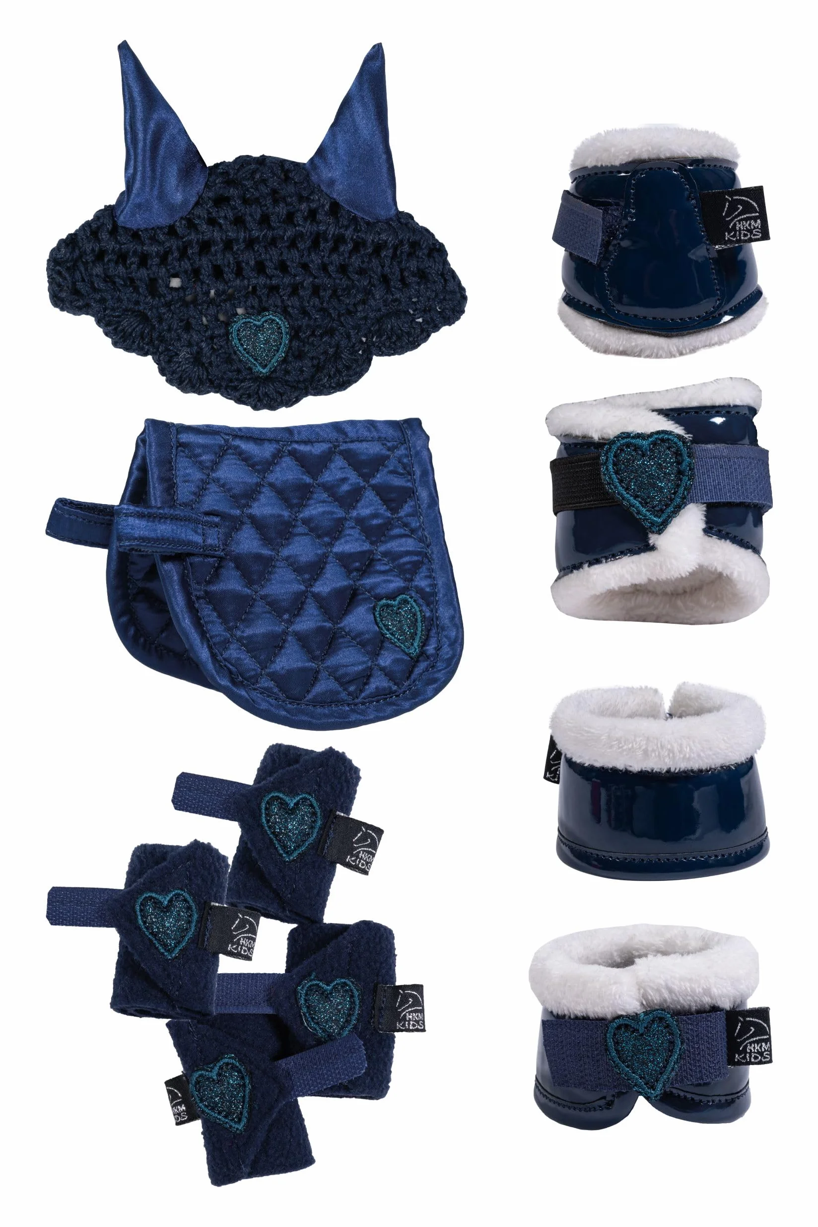 HKM Cuddle Pony zestaw do jazdy konnej ciemnoniebieski 135 mm