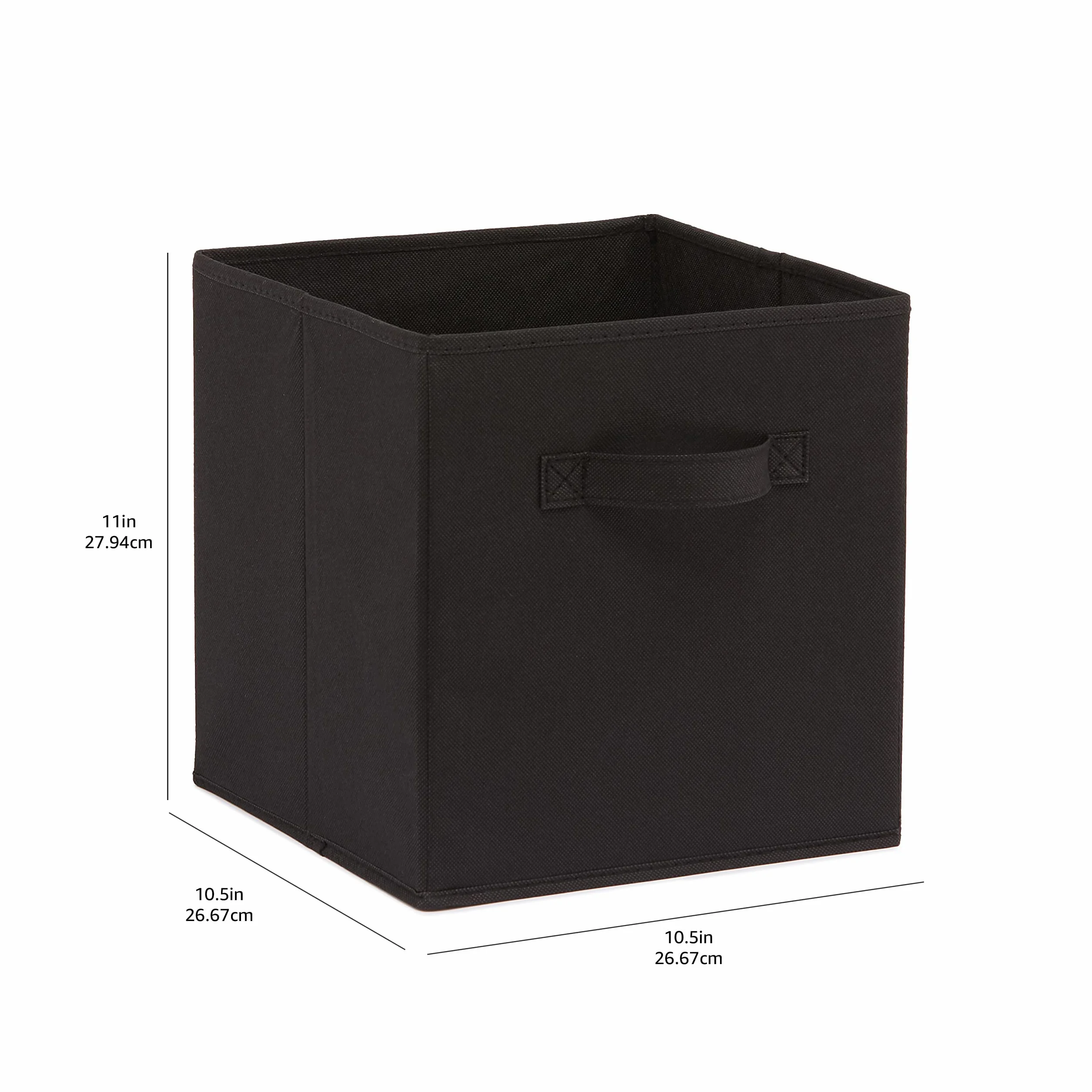 Amazonbasics Faltbarer Stoff-Aufbewahrungswürfel Mit Griffen Pudełko do Przechowywania, Czarny, 6 Sztuk x 26.6 x 26.6 x 27.9 cm