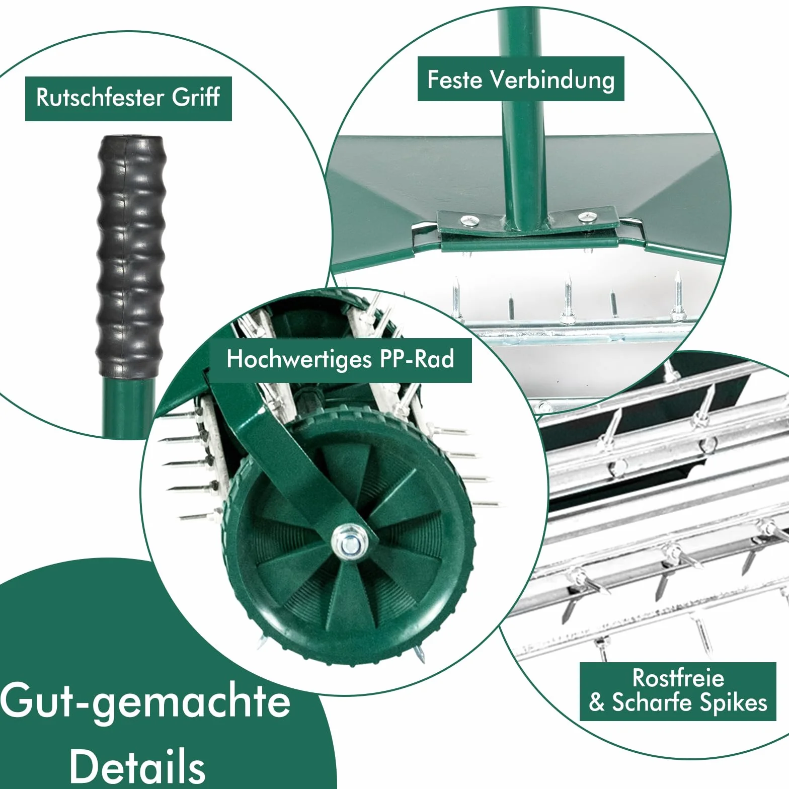 GOPLUS Ręczny wertykulator, napowietrzacz trawnika z gwoździami 3 cm i szeroką tarczą ochronną, napowietrzacz podłogowy, ręczny aeryzator do ogrodu, na podwórko, taras, 46 x 23 x 127 cm