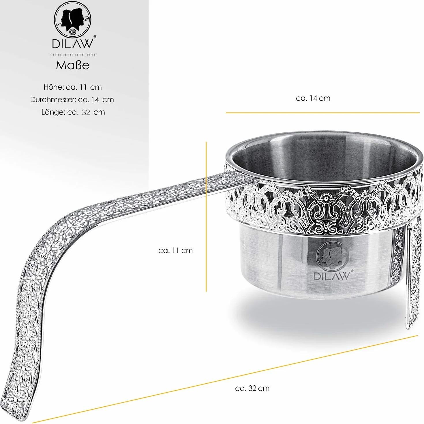 DILAW® Koszyk na węgielki do shishy, Oriental płaski pojemnik na węgielki do shishy, grill i węgiel, kosz na węgiel drzewny, z uchwytem zabezpieczającym, akcesoria Hookah, kolor: srebrny