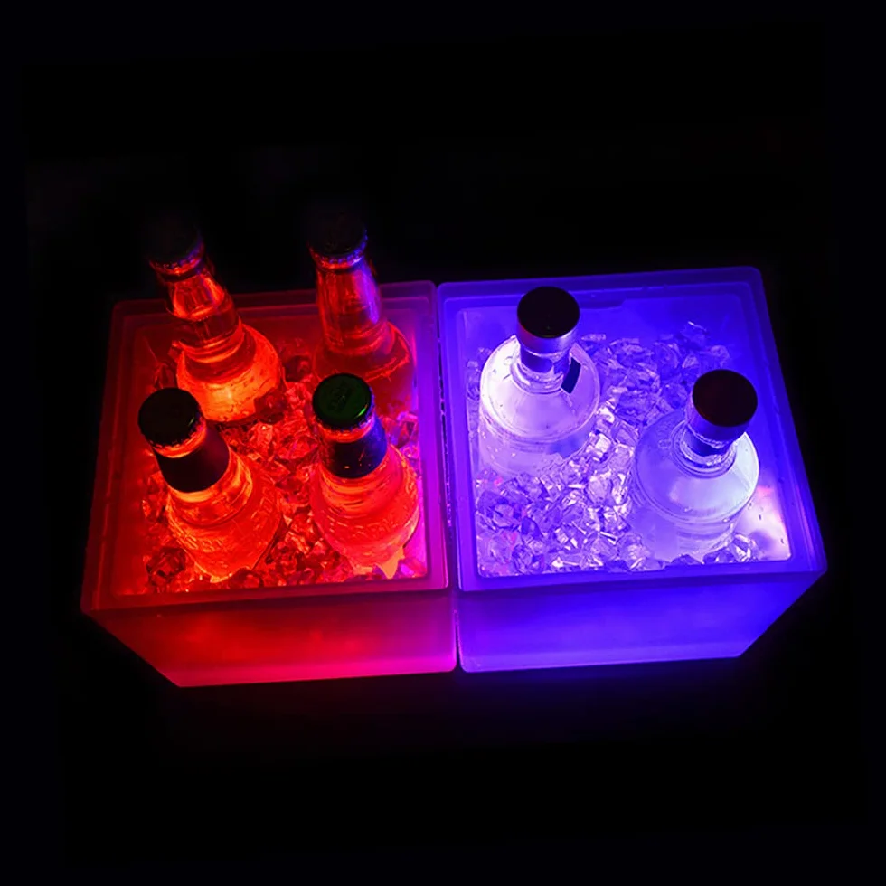 Pojemnik na lód LED, 3,5 l, chłodziarka do szampana, kolorowy LED, chłodzący szampan, szampan, wino, piwo, na imprezę, do baru lub klubu