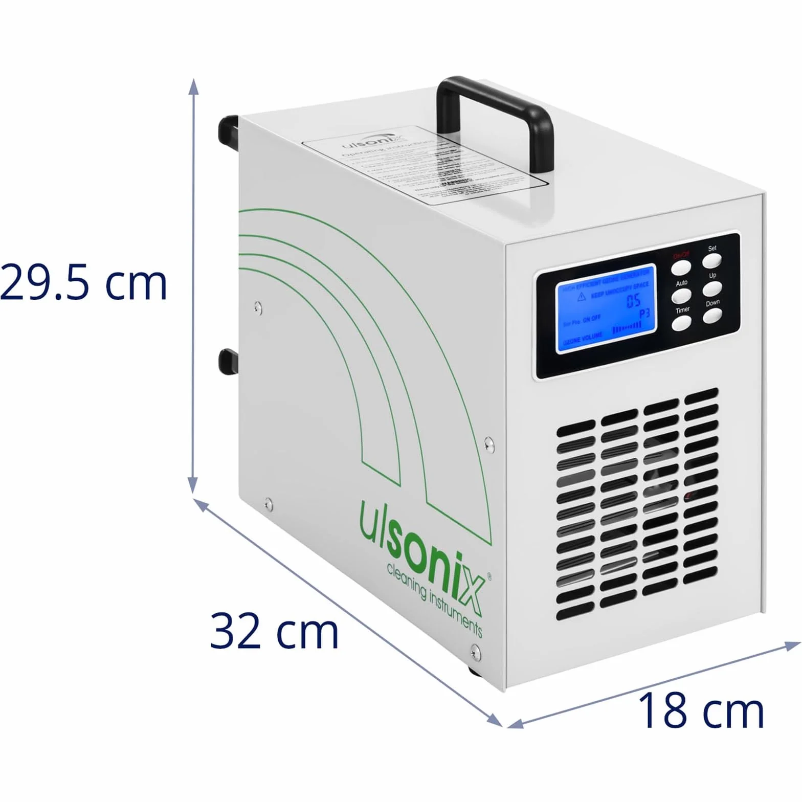 AIRCLEAN 20G Przemysłowy generator ozonu (20.000 mg na godzinę, 170 W, timer, pilot w zestawie) Biały