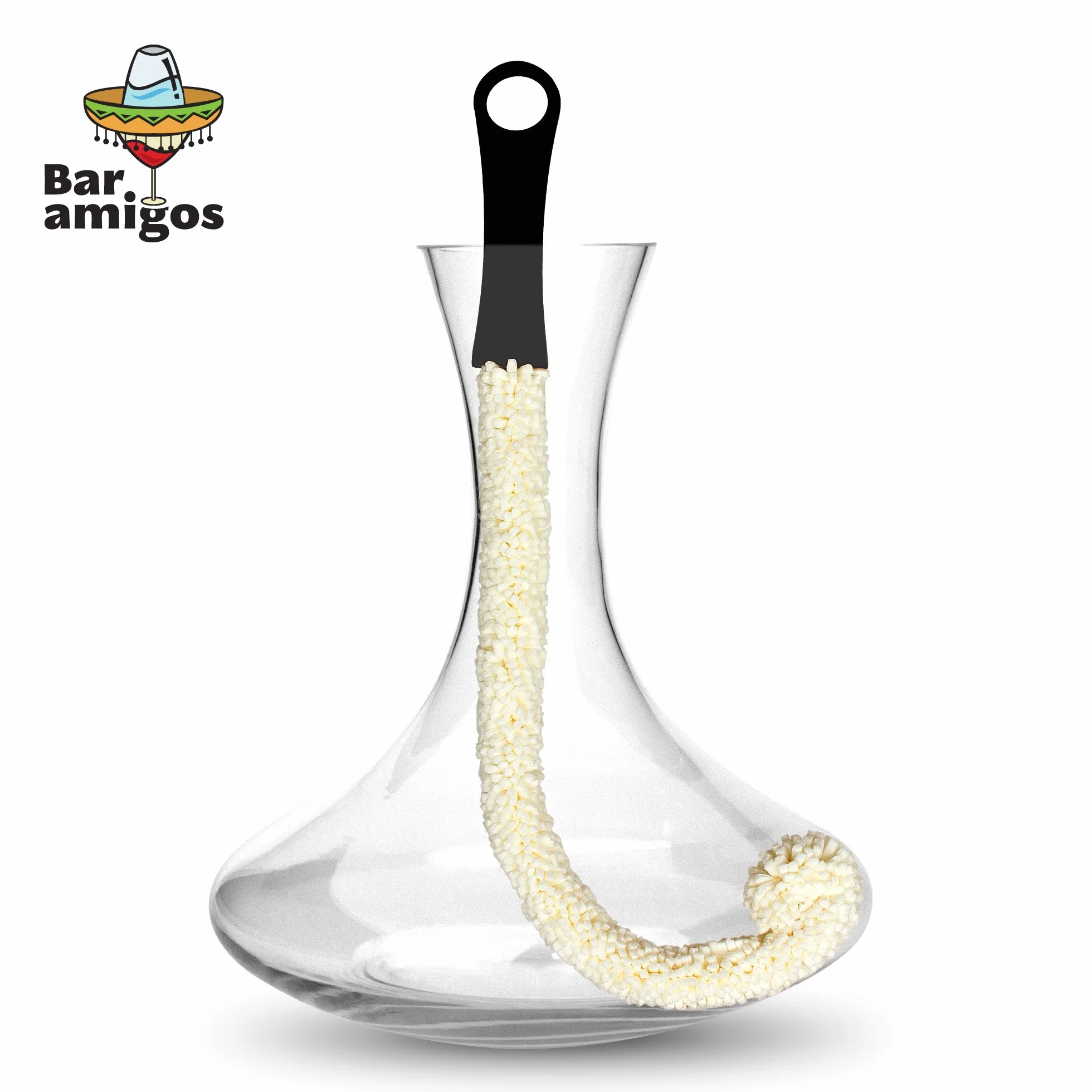 Bar Amigos® Zestaw 3 – karafka i szklanki, szczotka do czyszczenia szkła, elastyczna szczotka do czyszczenia kieliszków do wina i piwa, szklanek