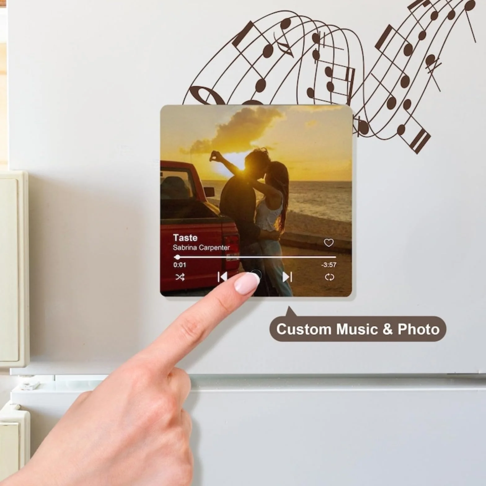 Spersonalizowane magnesy na lodówkę z muzyką, tablica Spotify, spersonalizowane zdjęcie i może odtwarzać utwory, muzykę, magnesy na lodówkę, miłośnika muzyki, Boże Narodzenie, rocznica, dzień