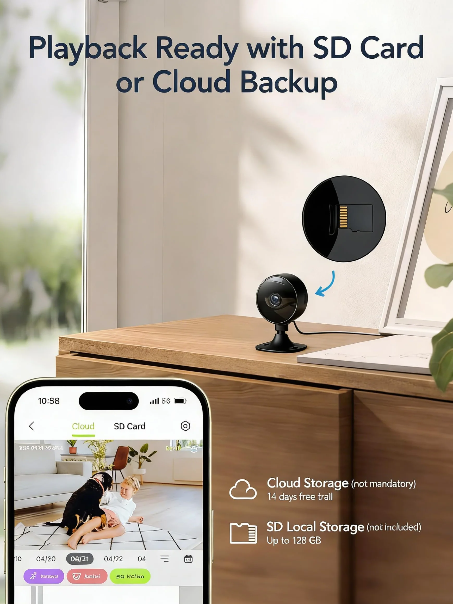 GNCC GC3 Zestaw 2 kamer wewnętrznych WiFi 2,4 GHz 1080P do monitoringu dzieci/zwierząt, czarna