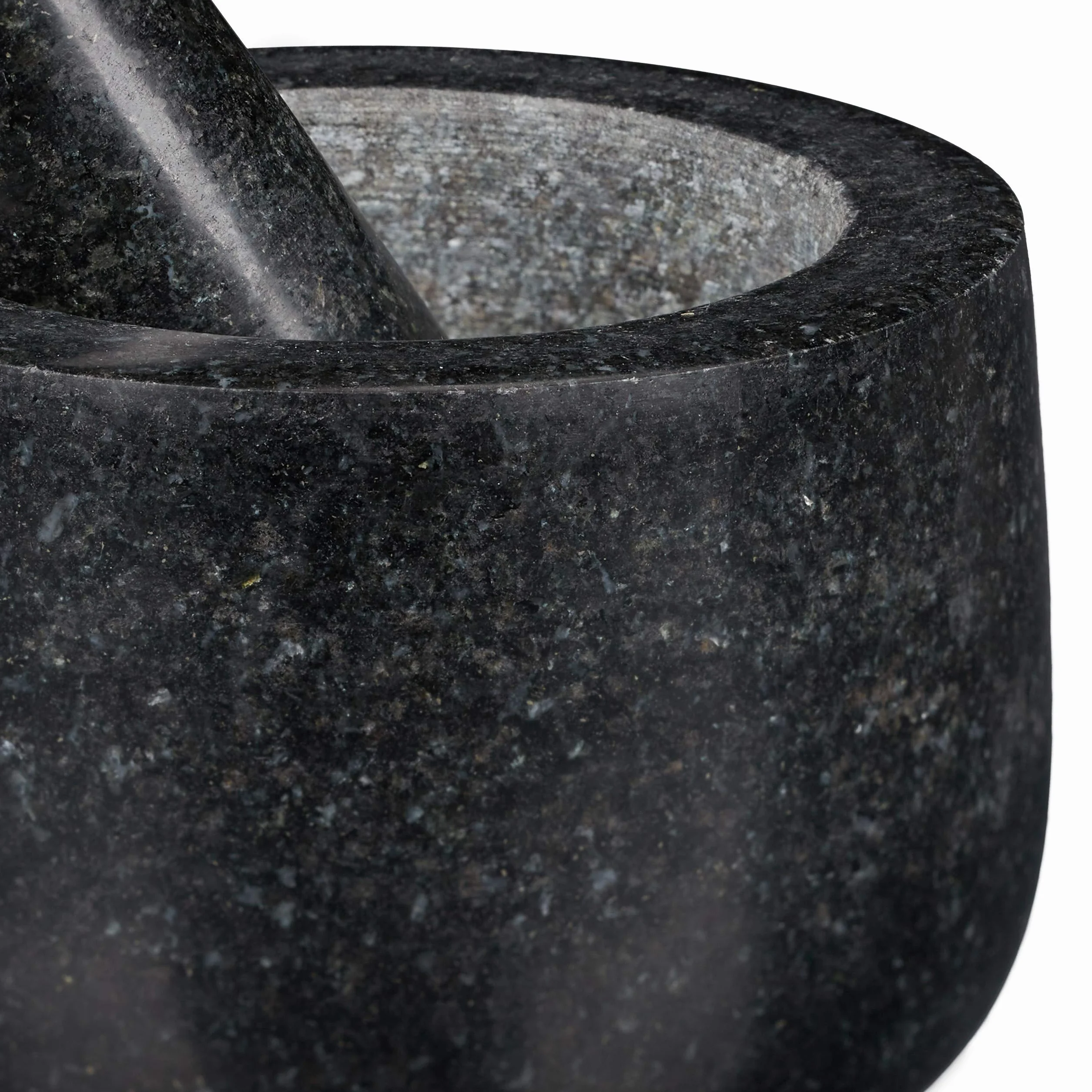 Relaxdays Moździerz granitowy z tłuczkiem, wytrzymały i trwały, przyprawy, zioła, polerowany kamienny moździerz, Ø 12 cm, 300 ml, czarny