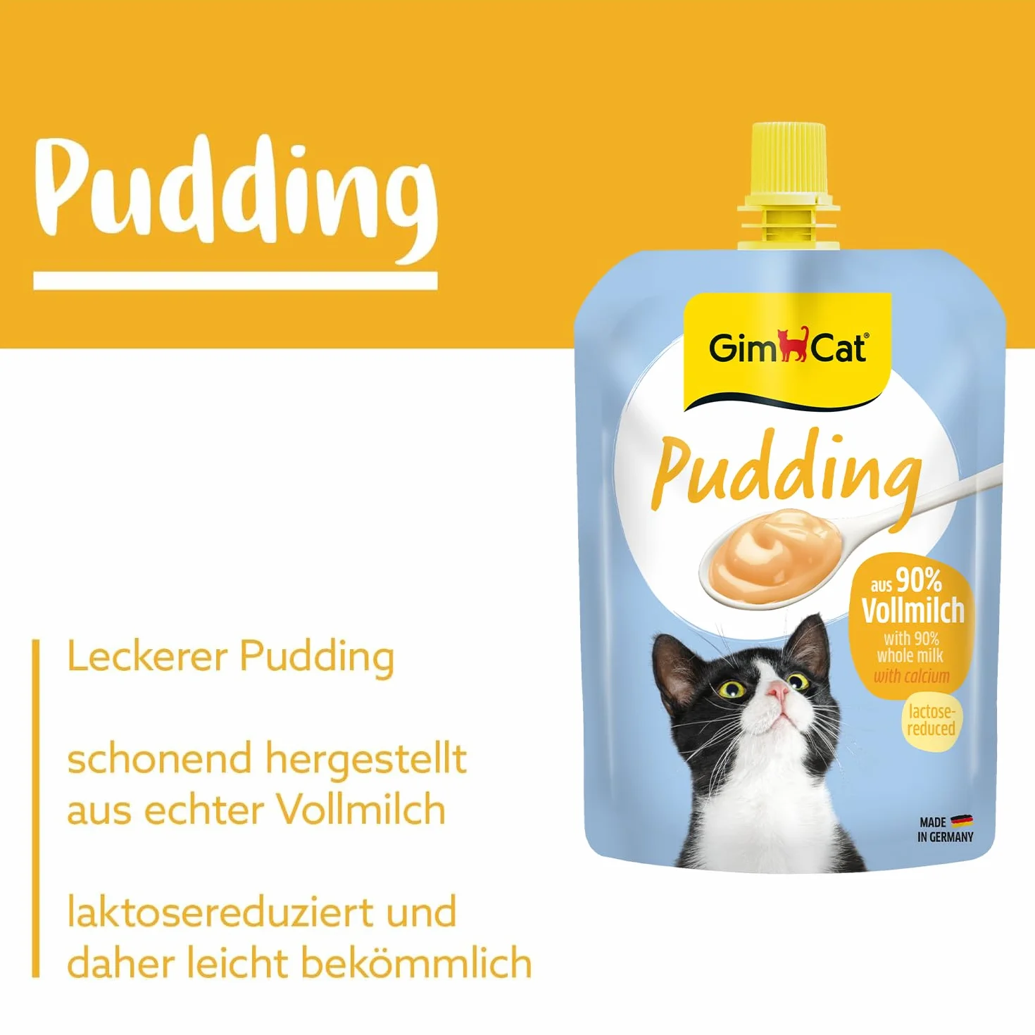 GimCat Pudding z wapniem dla kotów - Przysmak mleczny o obniżonej zawartości laktozy 150g