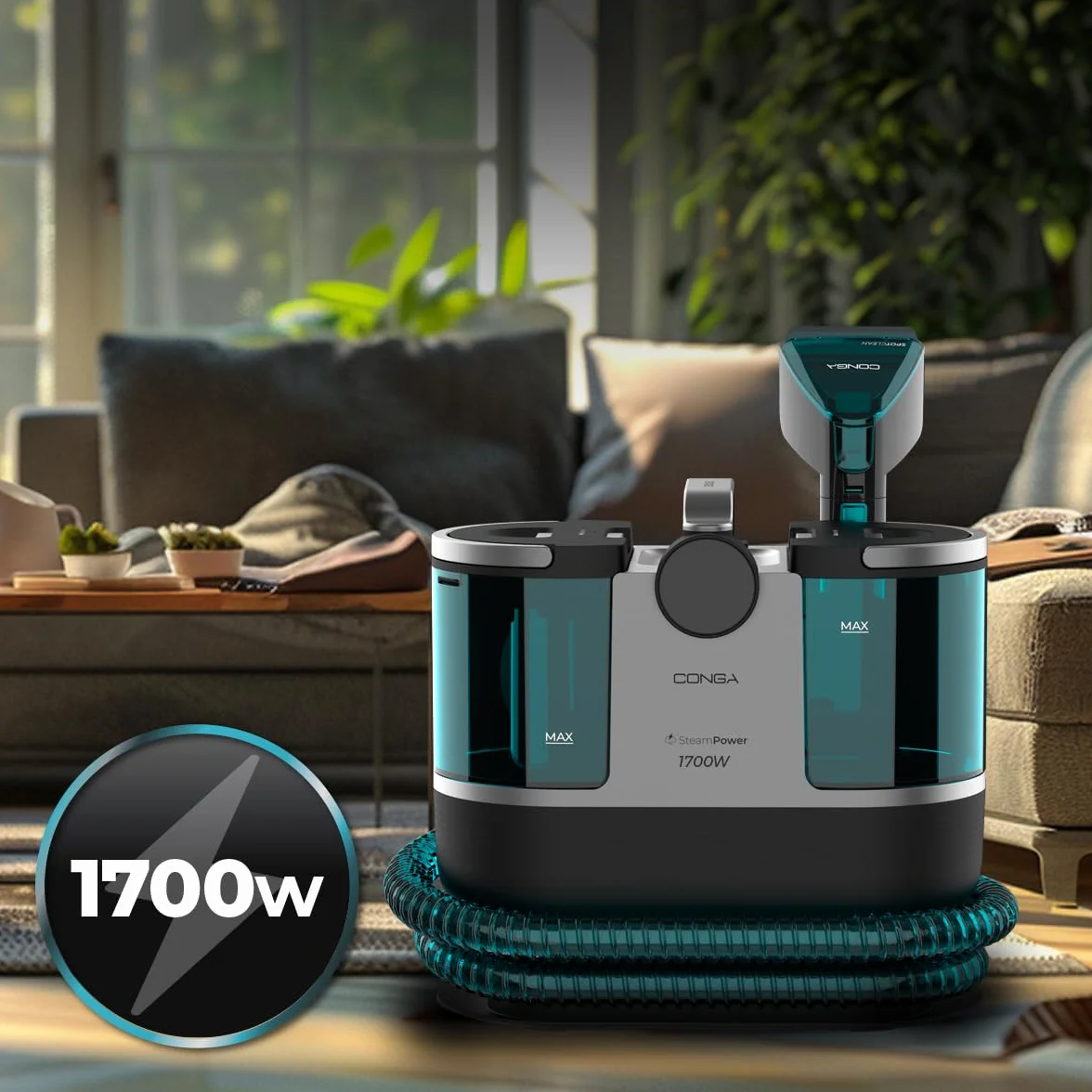 Cecotec Odkurzacz tapicerski z kablem - Conga 7000 Carpet&Spot Clean Steam XXL.1700 W. Czyszczenie 3 w 1. Zbiornik 1600 ml czysta woda i 950 ml brudna woda. Zasięg 7 m