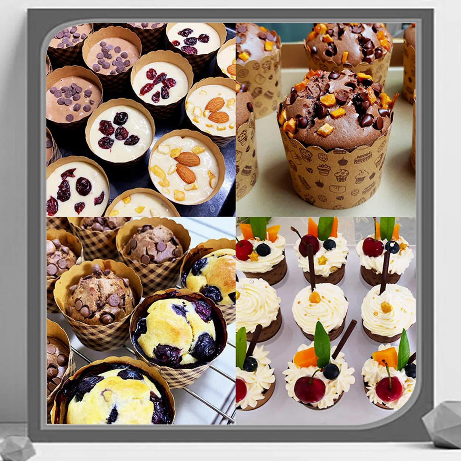 Foremki do muffinek, papierowe foremki do babeczek – 50 sztuk papierowych kubków do pieczenia muffinek, deserów, na wesele, przyjęcie urodzinowe, wysoka odporność na temperaturę, wytrzymałe, brązowe