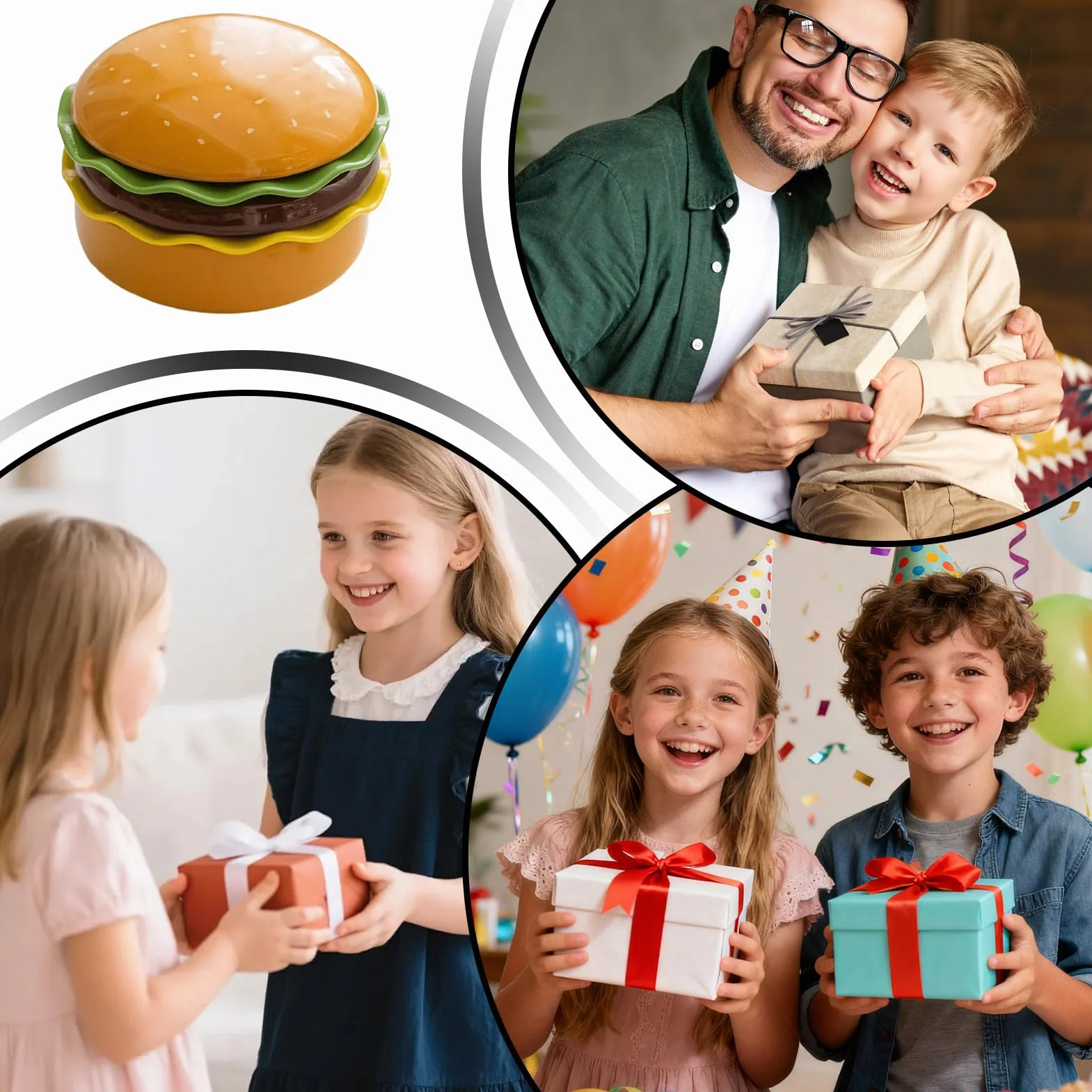 Generisch Zestaw talerzy do burgerów – naczynia ceramiczne nadają się do kuchenki mikrofalowej, zestaw talerzy w kształcie hamburgera, do domu, restauracji, na kemping, piknik, imprezę, święta