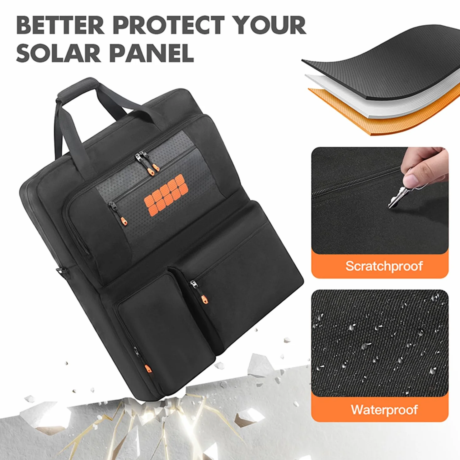 Torba do przenoszenia kompatybilna z Jackery SolarSaga 100 W 200 W 200 W dwukierunkowy przenośny panel słoneczny, podróżna torba do przechowywania na 2 panele akumulatorowe z kieszeniami na