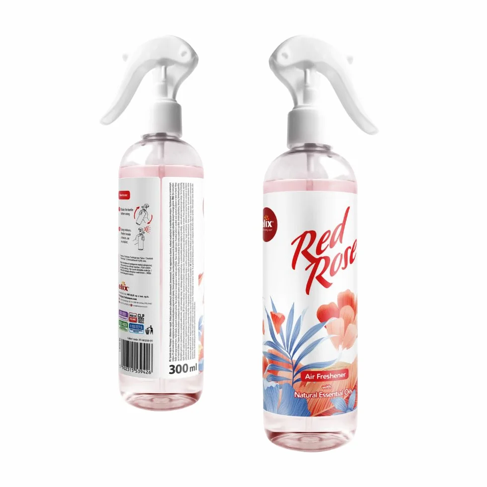 ELIX - Zapach do pomieszczeń w sprayu Red Rose – neutralizator zapachów bez aerozolu – 300 ml odświeżacz powietrza do mieszkania