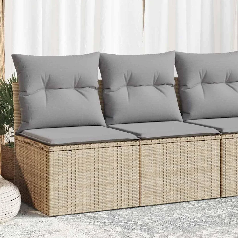 vidaXL 2-cz. sofa ogrodowa z poduszkami, beżowy, rattan PE i akacja, kanapa ogrodowa, zestaw wypoczynkowy, kanapa do ogrodu, kanapa modułowa