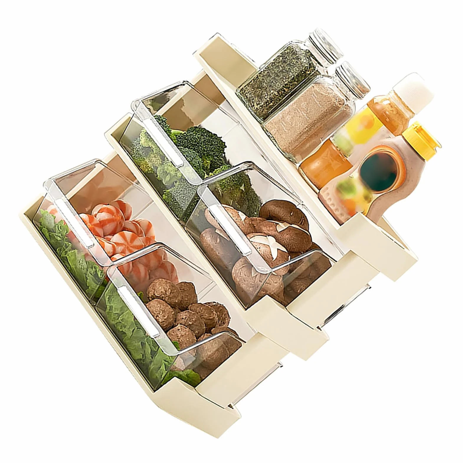 Cocoarm Kuchenny Stojak Do Przechowywania Warzyw PS Wielowarstwowa Półka Kuchenna Do Przechowywania z przezroczystą szufladą Taca z Organizerem Zajmująca Mało Miejsca na gotową żywność Puszki na (3