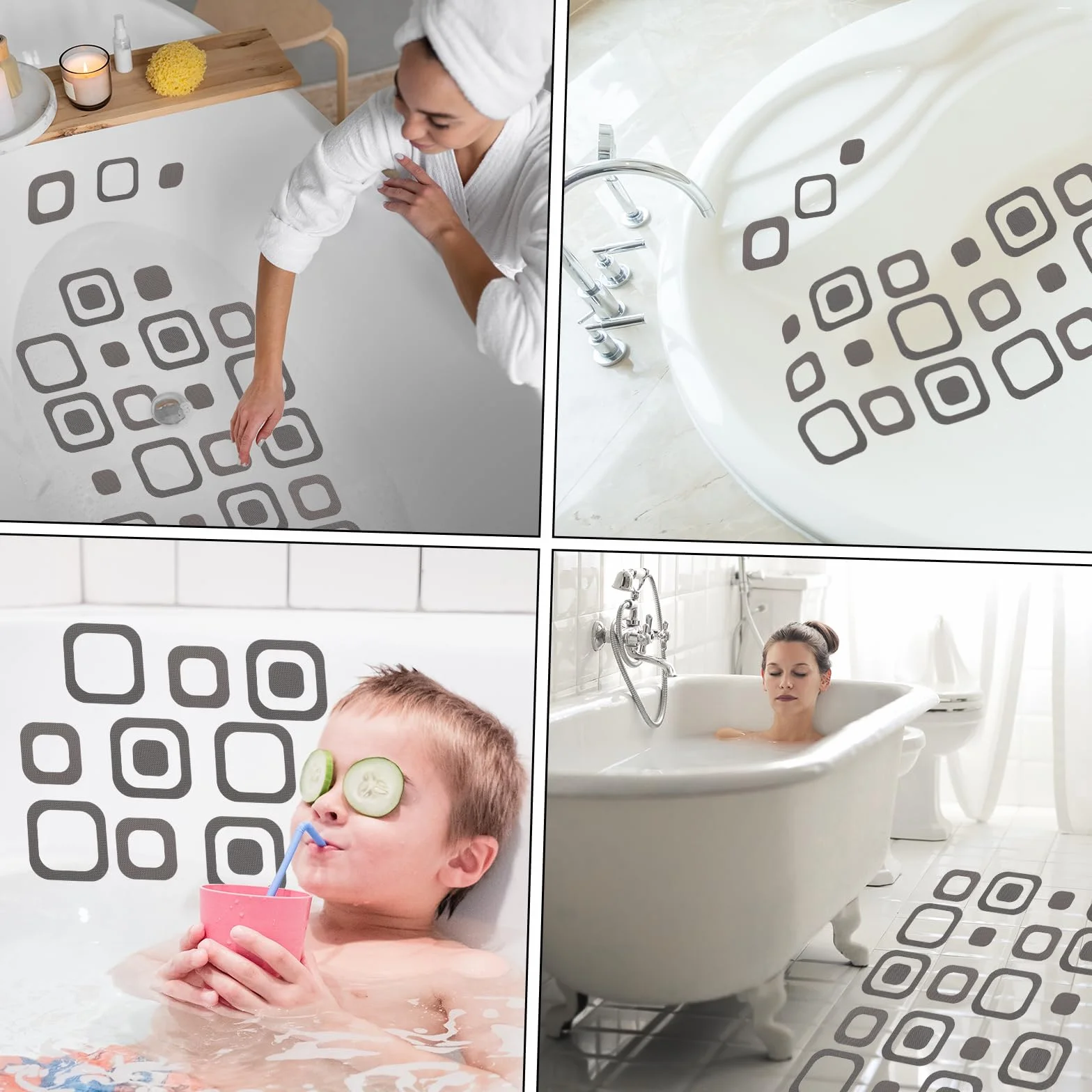 Styquenzer 20 sztuk antypoślizgowych naklejek na prysznic i wannę, antypoślizgowe podkładki, naklejki na wannę, naklejki bezpieczeństwa do łazienki, wanny, prysznica (czarne)