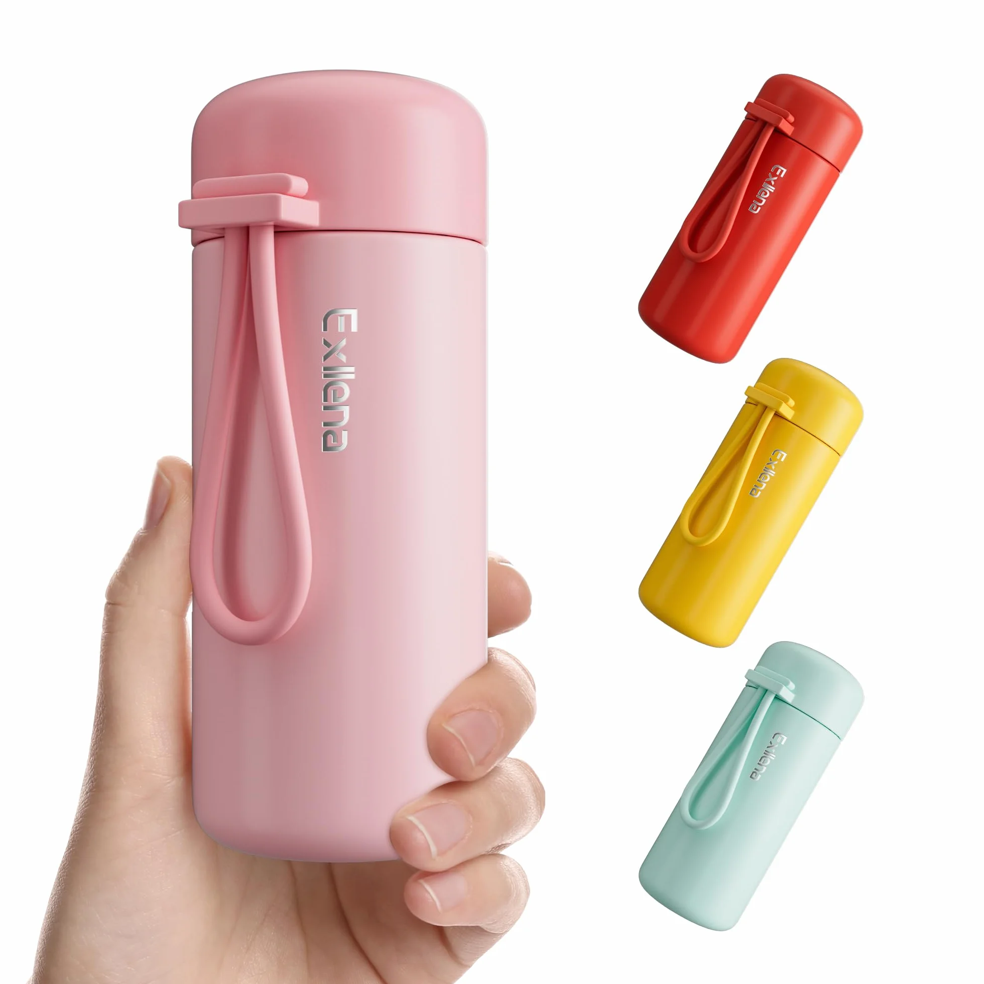 Exllena Mała piersiówka 150 ml, mini piersiówka do gorących lub zimnych napojów (różowa)