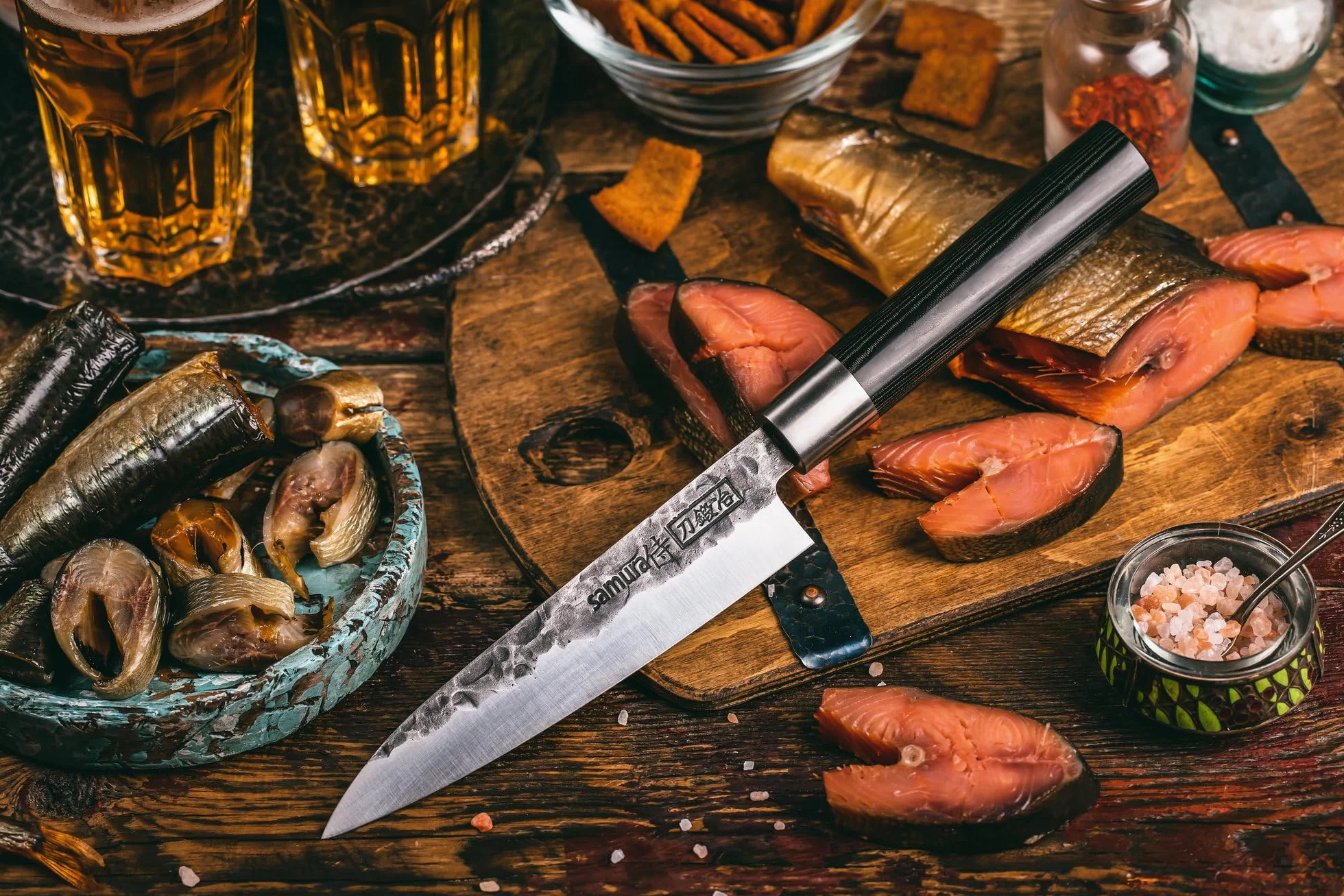 Samura Kowal profesjonalny japoński nóż kuchenny Micarta 162 mm / 6,4". Twardość 60 HRC
