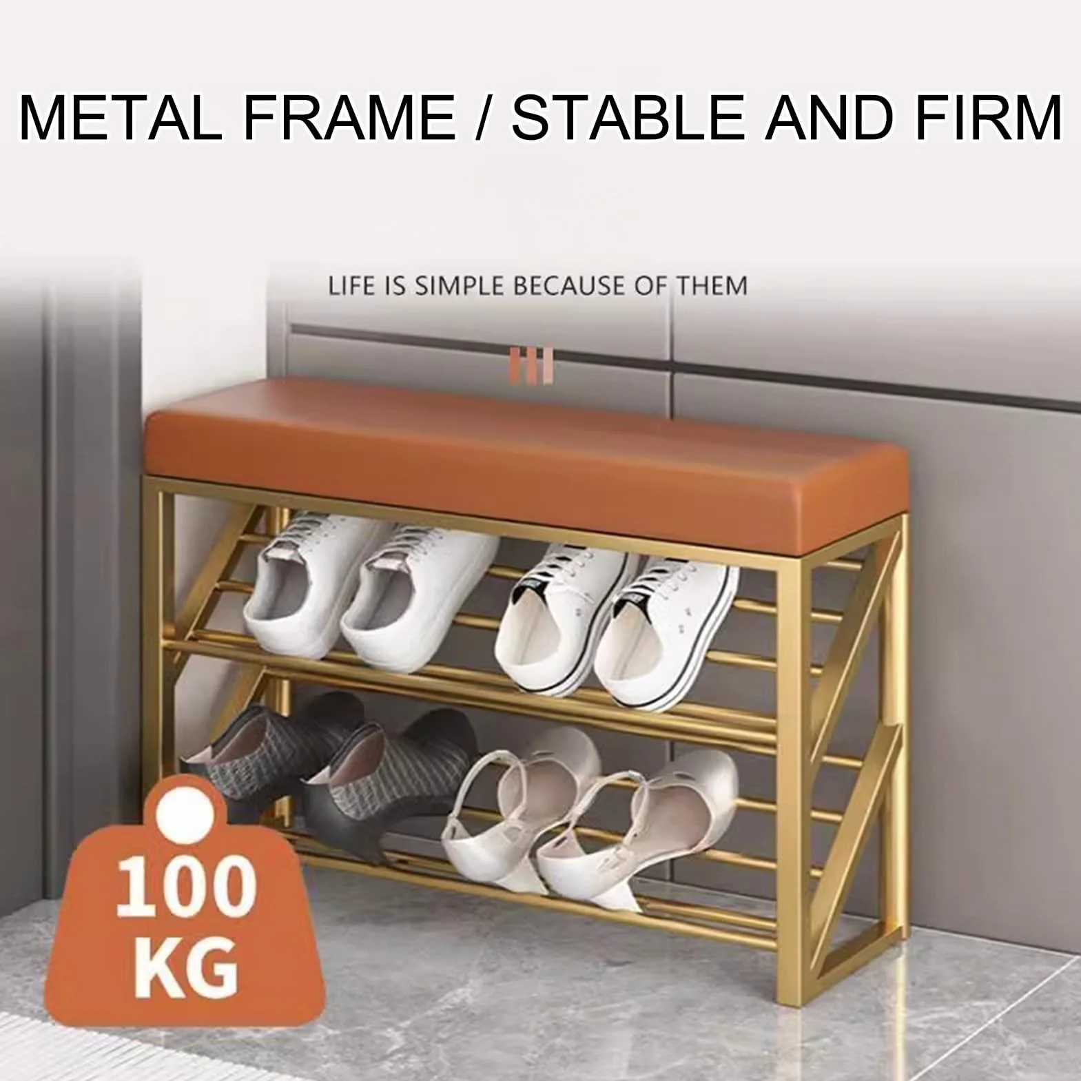 2-poziomowy metalowy stojak na buty z siedziskiem, schowek na buty wejściowe, duża pojemność, do przedpokoju, czarny, 60 cm – stylowe i funkcjonalne rozwiązanie na obuwie