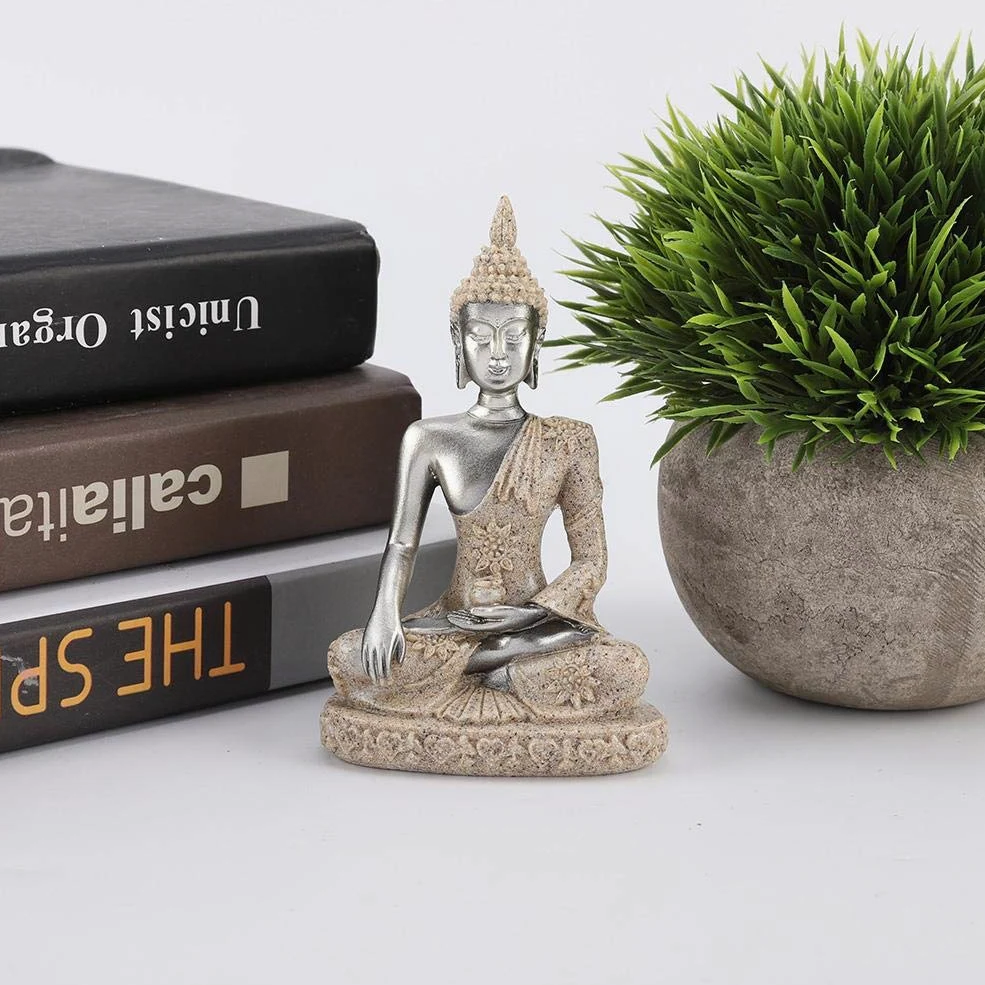 Jadeshay Statua Buddy - Medytacja Pokój Siedzący Ornament Rzeźbiąca Figurka Rzemiosło do dekoracji wnętrz Ozdoba stołowa (#1)