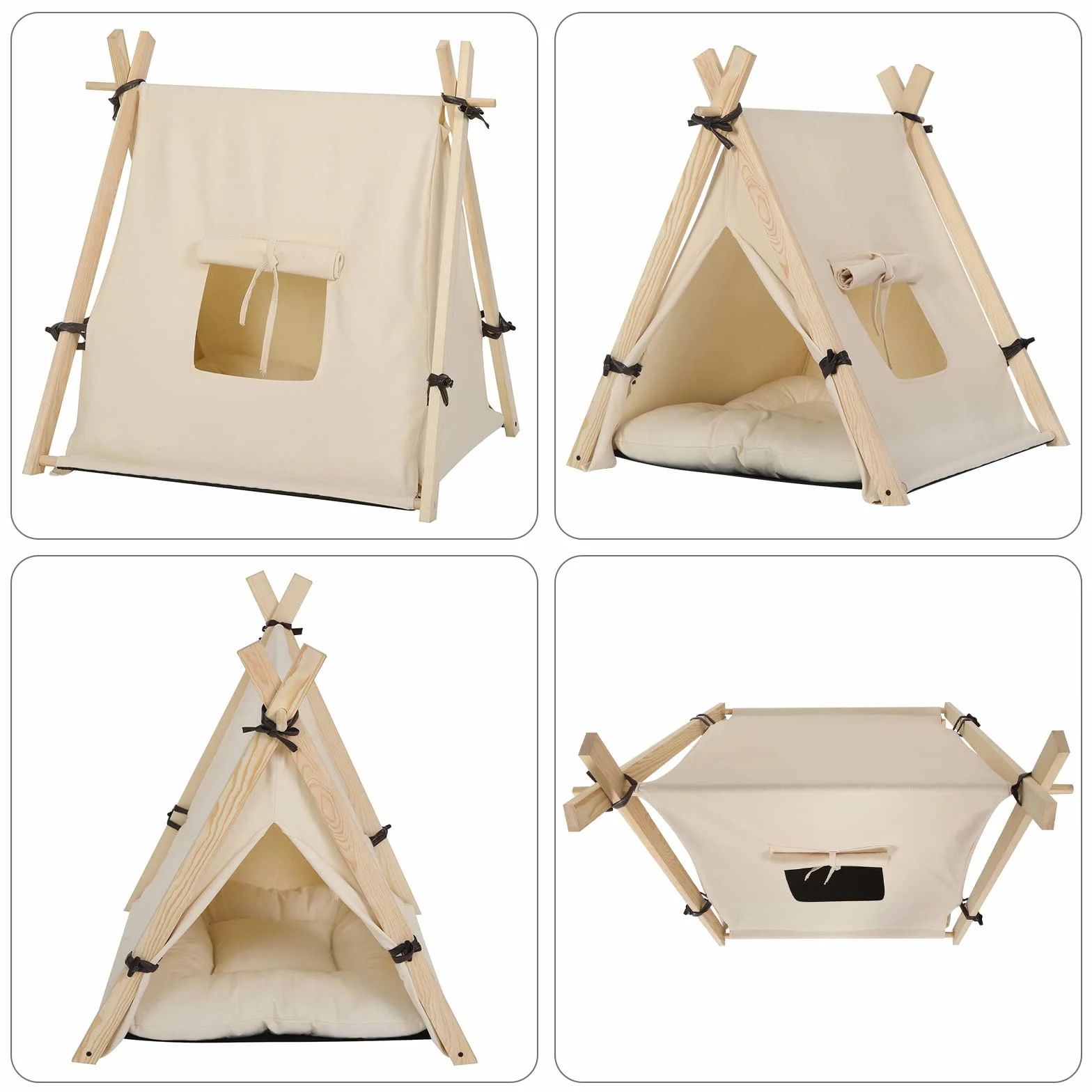 EUGAD Tipi Namiot dla Małych Psów i Kotów 60x70x60 cm Biały Domek do Wnętrz