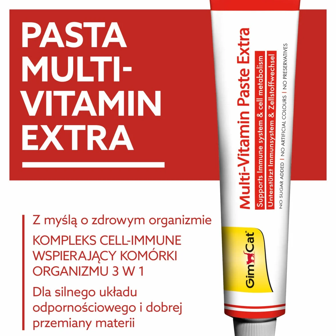 GimCat Multi-Vitamin Extra Pasta multiwitaminowa dla kotów z beta-glukanem i kwasami omega-3 i omega-6 100 g