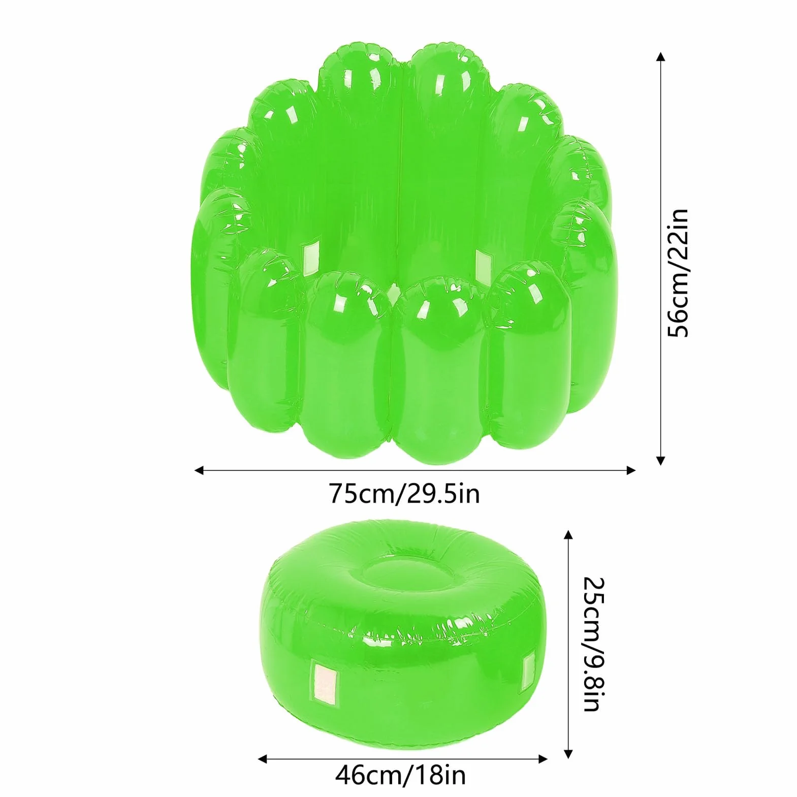 Ejoyous Nadmuchiwana Sofa, Przenośna na Zewnątrz, Dmuchana Kanapa, w żywym Cukierkowym Kolorze, do Salonu, Sypialni, Imprezy Przy Basenie (GREEN)