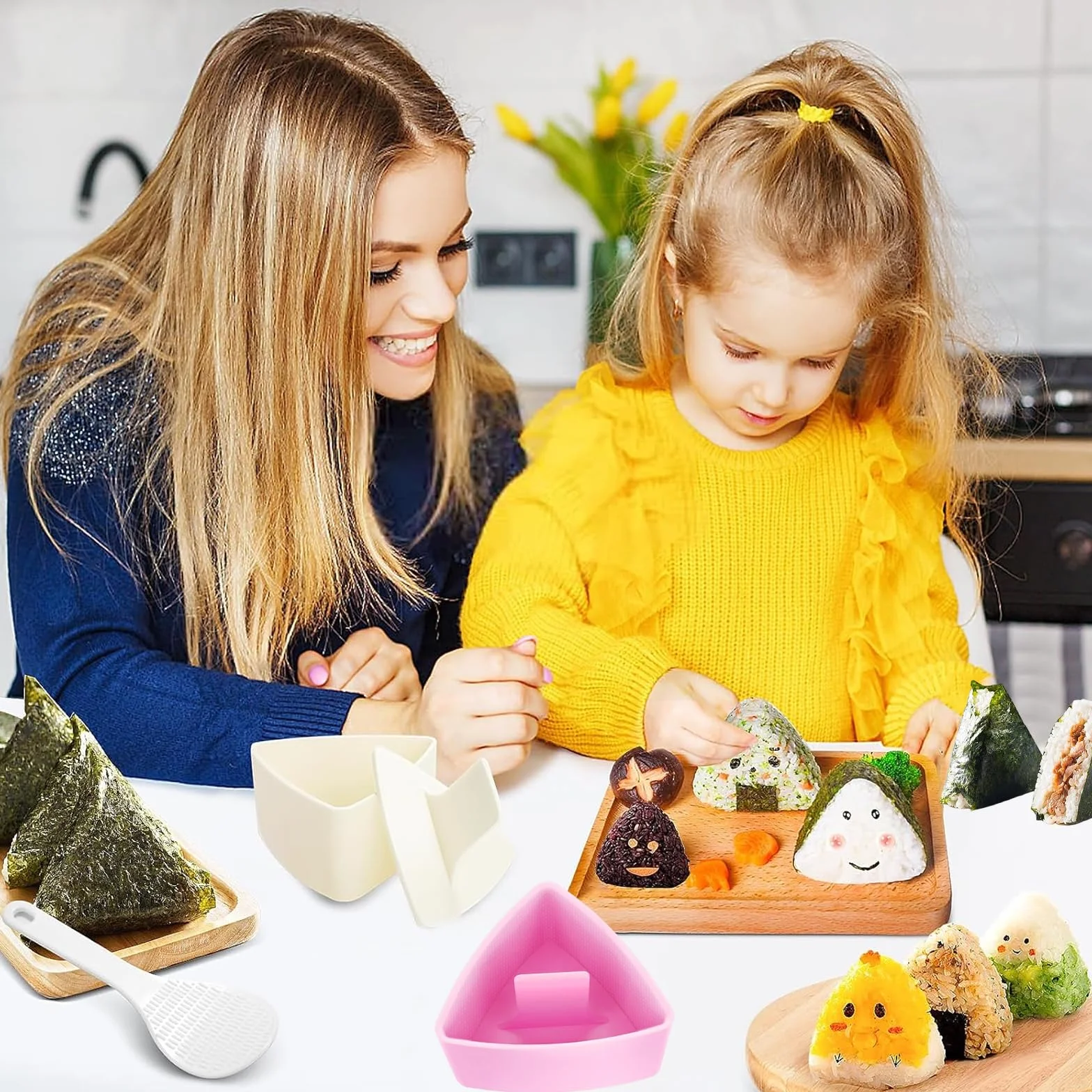 Onigiri 3-częściowy zestaw do robienia sushi, Onigiri, akcesoria do robienia sushi, trójkątna prasa do sushi, do formowania ryżu, narzędzie DIY